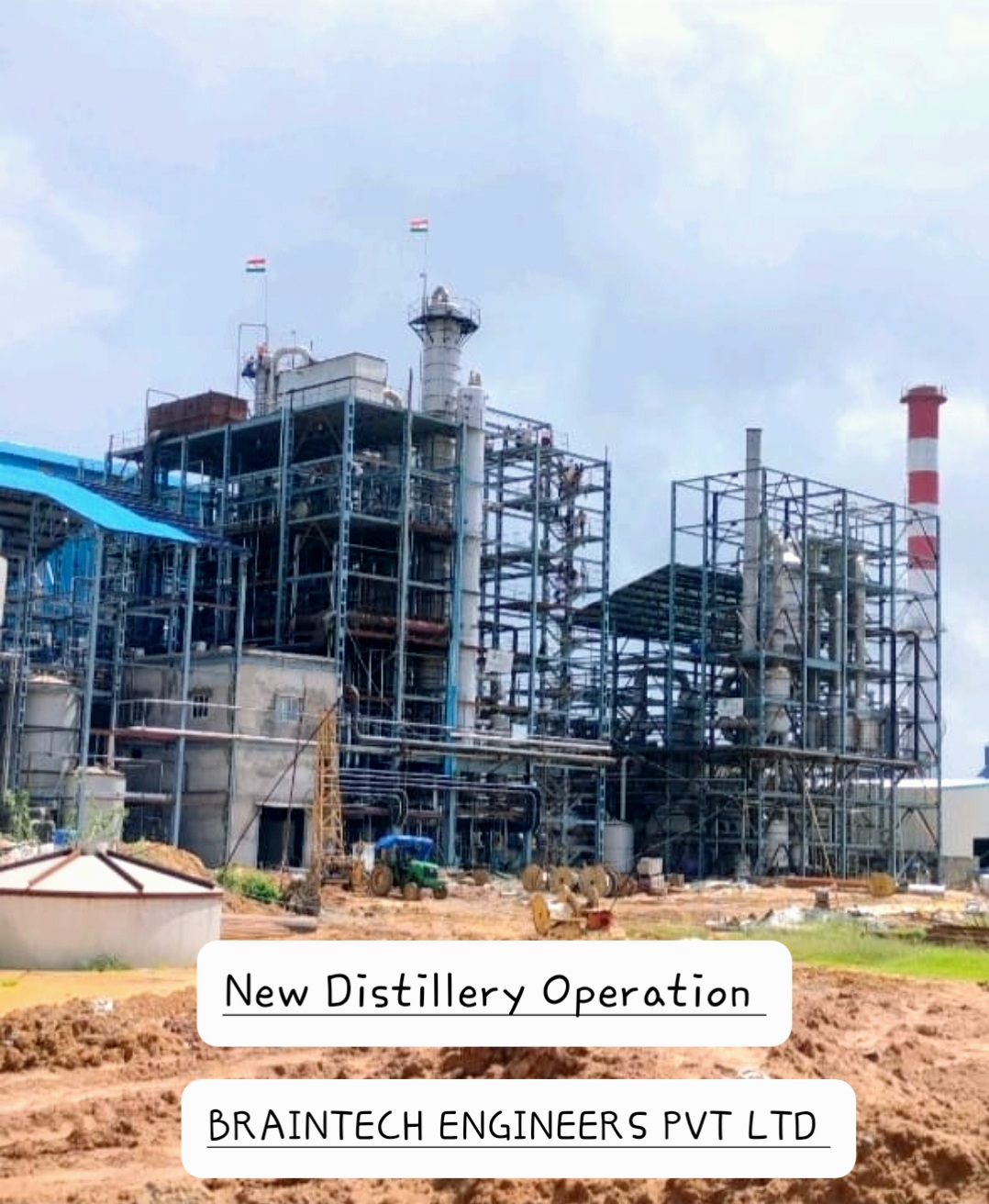 Industrial Distillation Process - Grain processing and ethanol production system